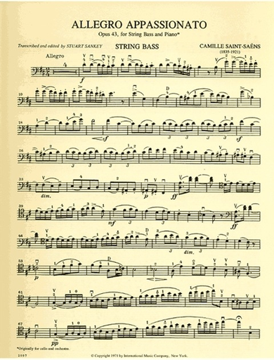 Saint-Saens, Camille (Sankey): Allegro Appassionato OP.43 (bass & piano)