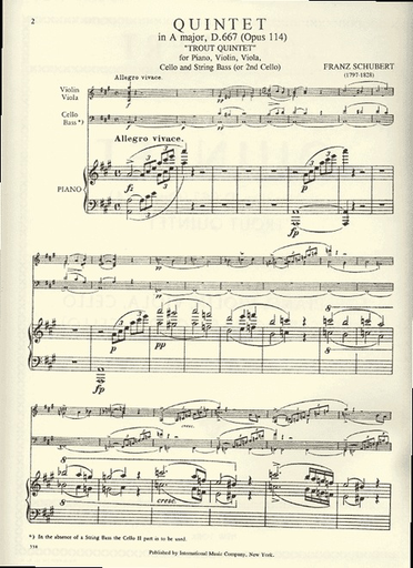 Schubert, F.: Trout Quintet Op.114 (piano, violin, viola, cello, bass)