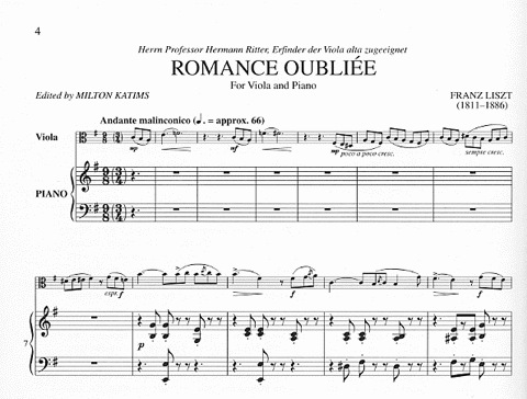 Liszt, Franz: Romance Oubliee (viola & piano) IMC