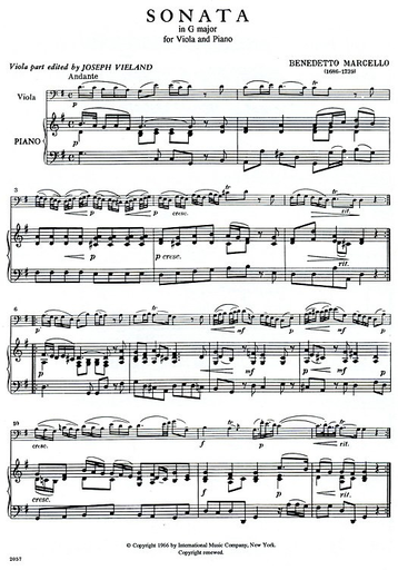Marcello, Benedetto: Two Sonatas in G & C major (viola & piano) IMC