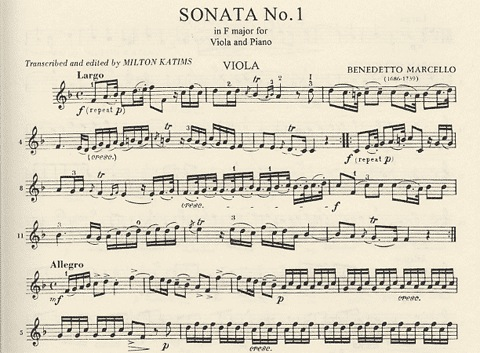 Marcello, Benedetto: Viola Sonatas #1 in F major & #4 in G minor (viola & piano)
