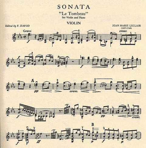 Leclair, Jean-Marie: Sonata ''Le Tombeau''(violin & piano)