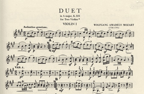 Mozart, W.A.: Duet after the Piano Sonata in A major, K.331 (2 violins)