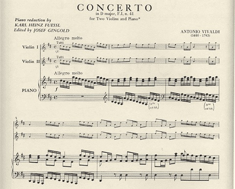 Vivaldi, Antonio: Concerto in D F.I.#41 (2 violins & piano)