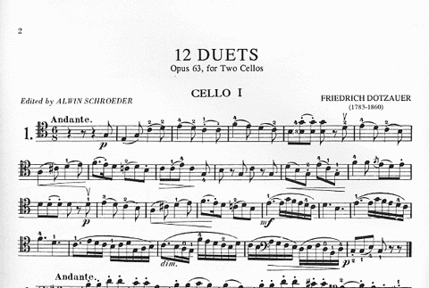 Dotzauer, Friedrich (Schroeder): Twelve (12) Duets Op. 63 (2 cellos)