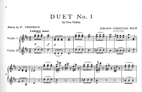 Bach, J.C. (Friedrich): Six Duets, Volume I (two violins) IMC