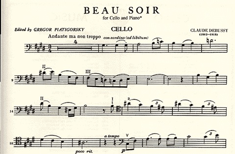Debussy, Claude (Piatigorsky): Beau Soir (cello & piano)