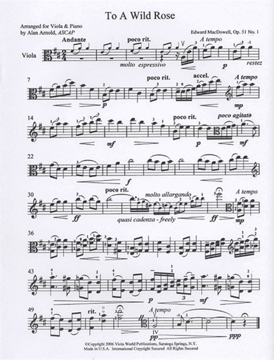 MacDowell: To A Wild Rose (viola & piano)