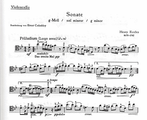 Eccles, Henry (Drew): Sonata in g minor (bass & piano)