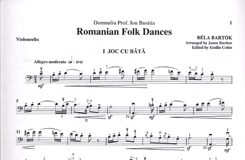 Bartok, Bela (Starker): Romanian Folk Dances (cello & piano)