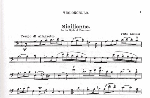 Kreisler, Fritz: Sicilienne & Rigaudon/Allegretto (cello & piano)