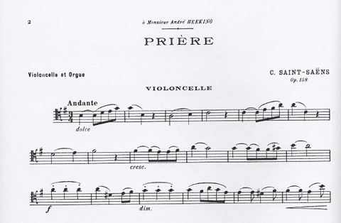 Saint-Saens, C.: Priere, Op.158 (cello, and organ)
