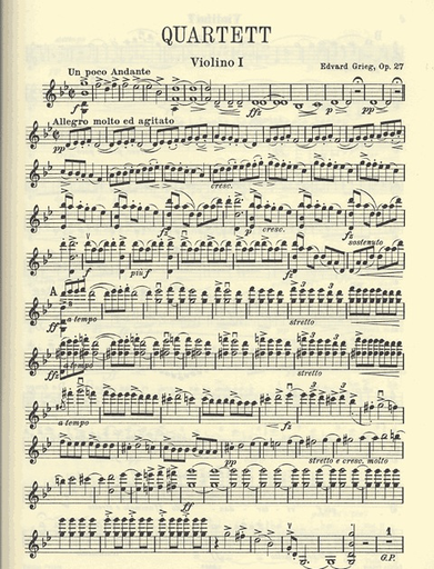 Grieg, Edvard: String Quartet in g minor Op. 27 (set of parts)