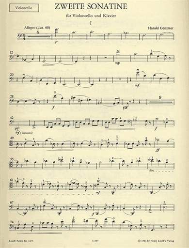 Genzmer, Harald: Cello Sonatina No. 2 (cello & piano)