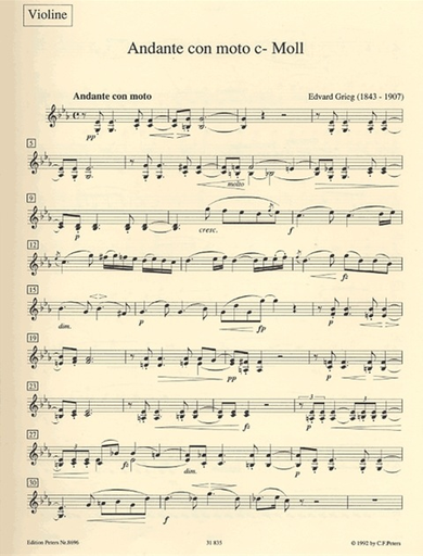 Grieg, Edvard: Andante con Moto in C minor (violin, cello & piano)