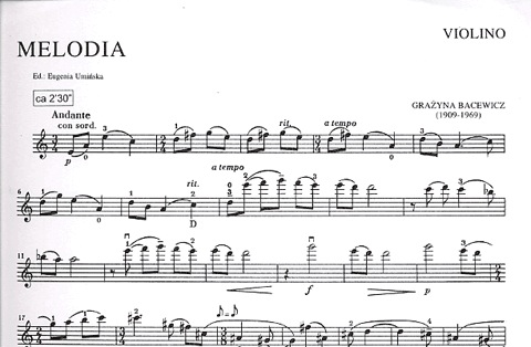 Bacewicz, Grazyna: Melody (violin & piano)