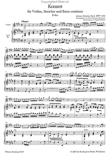 Bach, J.S.: Concerto #2 in E major (violin & piano, cello ad lib)