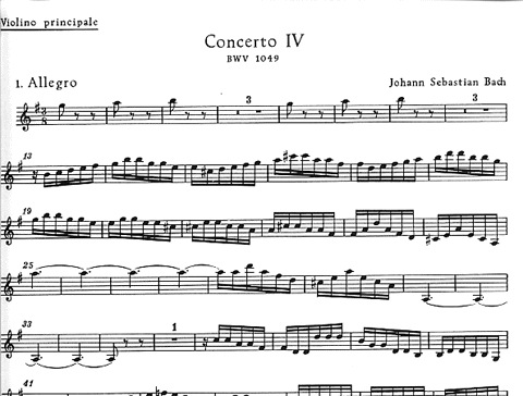Bach, J.S.: Brandenberg Concerto #4 Besseler Critical Edition (solo violin)