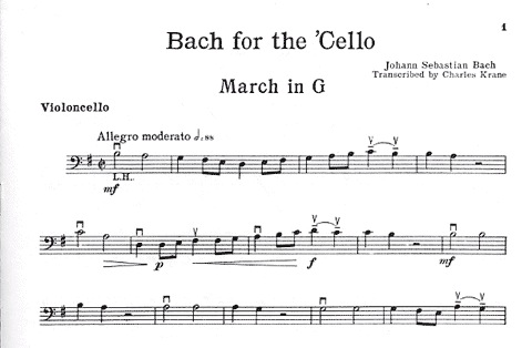 Bach, J.S. (Krane): Bach for the Cello-10 pieces in first position (cello & piano)
