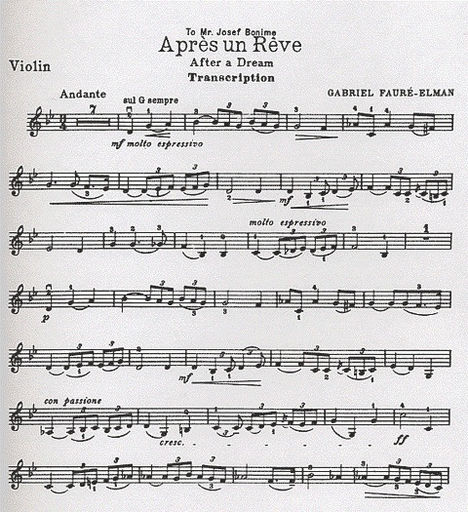 Faure (Elman): After a Dream -Apres Un Reve (violin & piano) FISCHER