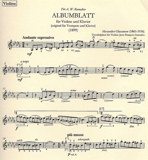 Glazunoff: Album Leaf (violin & piano)