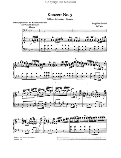 Boccherini, Luigi: Concerto No.3 in G (cello & piano)