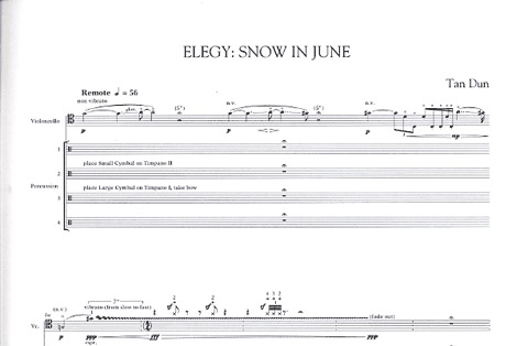 Dun, Tan: Elegy-Snow in June-Concerto for cello & 4 Percussion