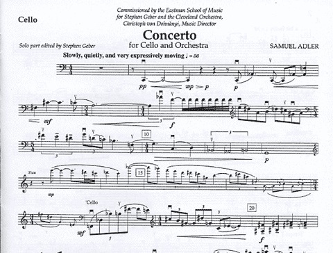 Adler, Samuel: Concerto (cello & piano)