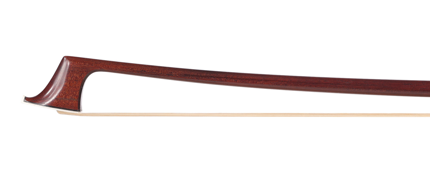 Pernambuco cello bow, unbranded, round stick, with silver-mounted ebony frog