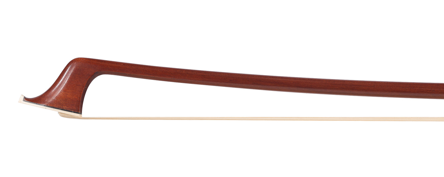 Unbranded modern silver-mounted Pernambuco cello bow with large Fleur-de-Lys