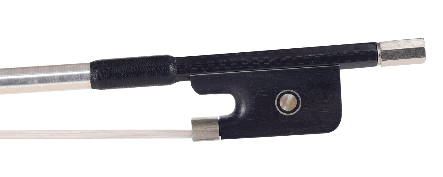 Black Carbon Fiber Weave (braided) 4/4 cello bow, with ebony frog