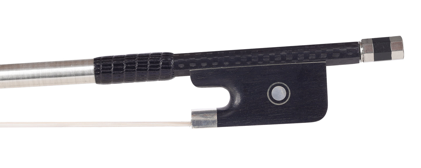 Black Carbon Fiber Weave (braided) 4/4 viola bow, with ebony frog