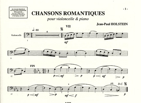 Holstein, Jean-Paul: Chansons Romantiques (cello & piano)