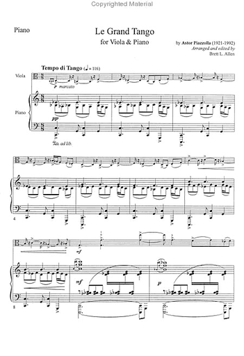 Piazzolla, Astor (Allen): Grand Tango (viola & piano)