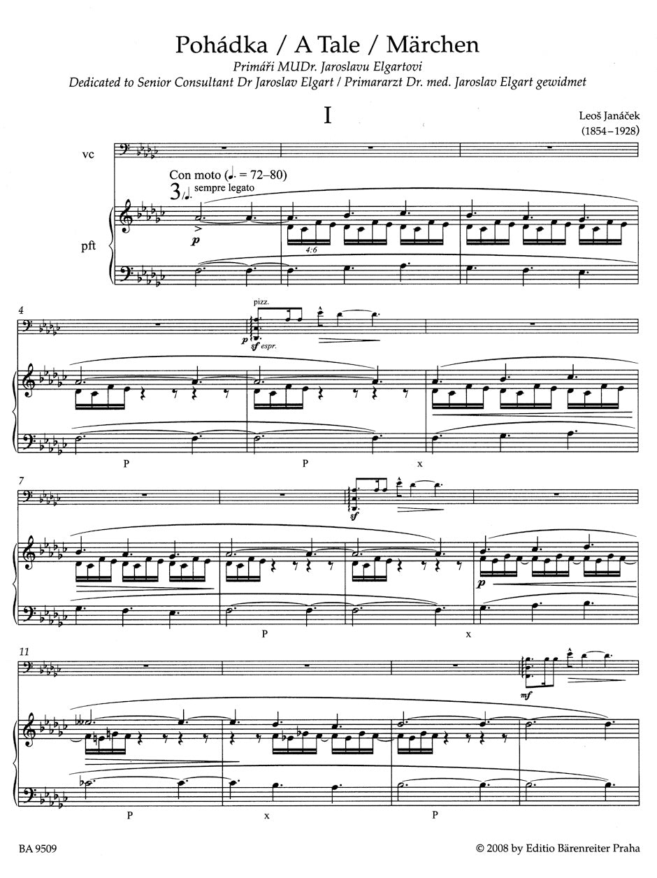 Janacek, Leos: Works fur Violoncello and Piano (with the 4 movement version of A Tale) Barenreiter