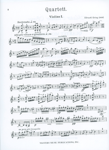 Grieg, Edvard: Quartet Movement in F (1891) Op. posth. (string quartet)
