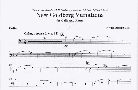 Schickele, Peter: New Goldberg Variations (cello & piano)