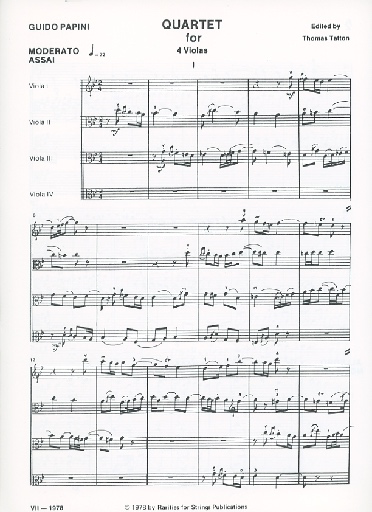 Papini, Guido (Tatton): Quartet for Four Violas (score & parts)