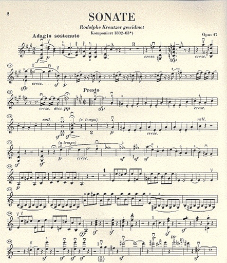 Beethoven, L. van (Brandenburg, ed.): Sonata in a A major, Op. 47 ''Kreutzer'', urtext (violin and piano)