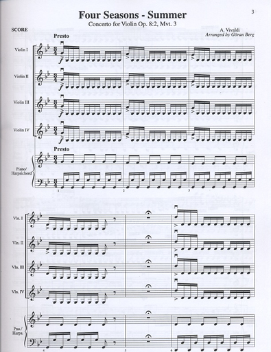Vivaldi (Berg): Violins go Vivaldi (4 Violins & piano) score & parts