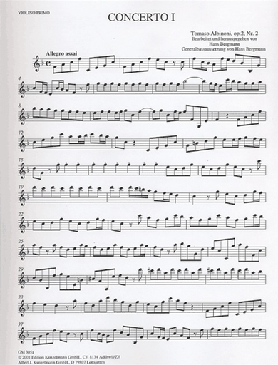Albinoni, T.: Concerto No.2 Op.2/2 (violin & piano)