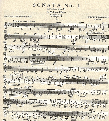 Prokofiev, Sergei (Oistrakh): Sonata No.1 in F minor Op.80 (Violin & Piano)