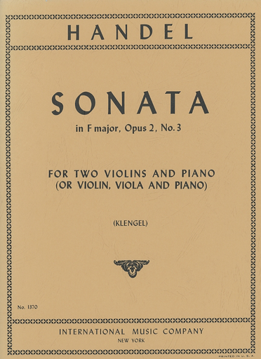 Handel, G.F.: Sonata in F Major Op. 2, No.3 (two violins, and piano)