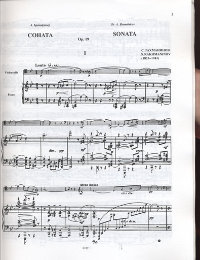 Rachmaninoff (Shafran): Sonata, Op. 19 (cello & piano)