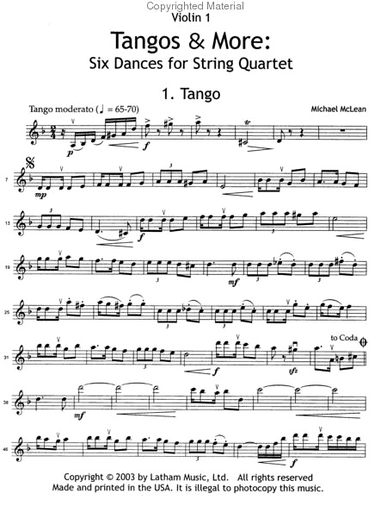 McLean, M.: Tangos and More - Six Dances for String Quartet