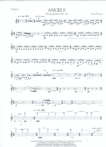 Tower, Joan: Angels (string quartet No. 4) score & parts