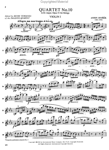 Dvorak, Antonin: Quartet No. 10 in E flat major, Opus 51