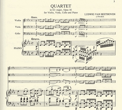 Beethoven, L.van: Piano Quartet in Eb op.16 (violin, viola, cello, piano)
