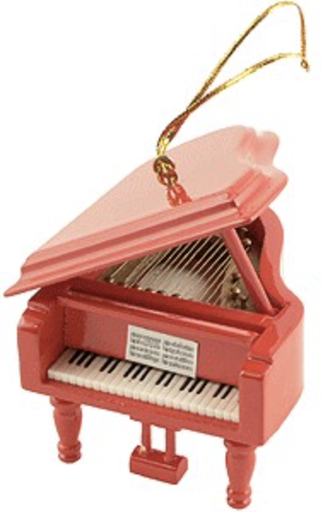 Red grand piano ornament