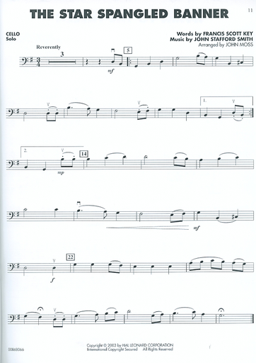 Moss, John: Patriotic Favorites Solos & String Orchestra Arrangements (cello)